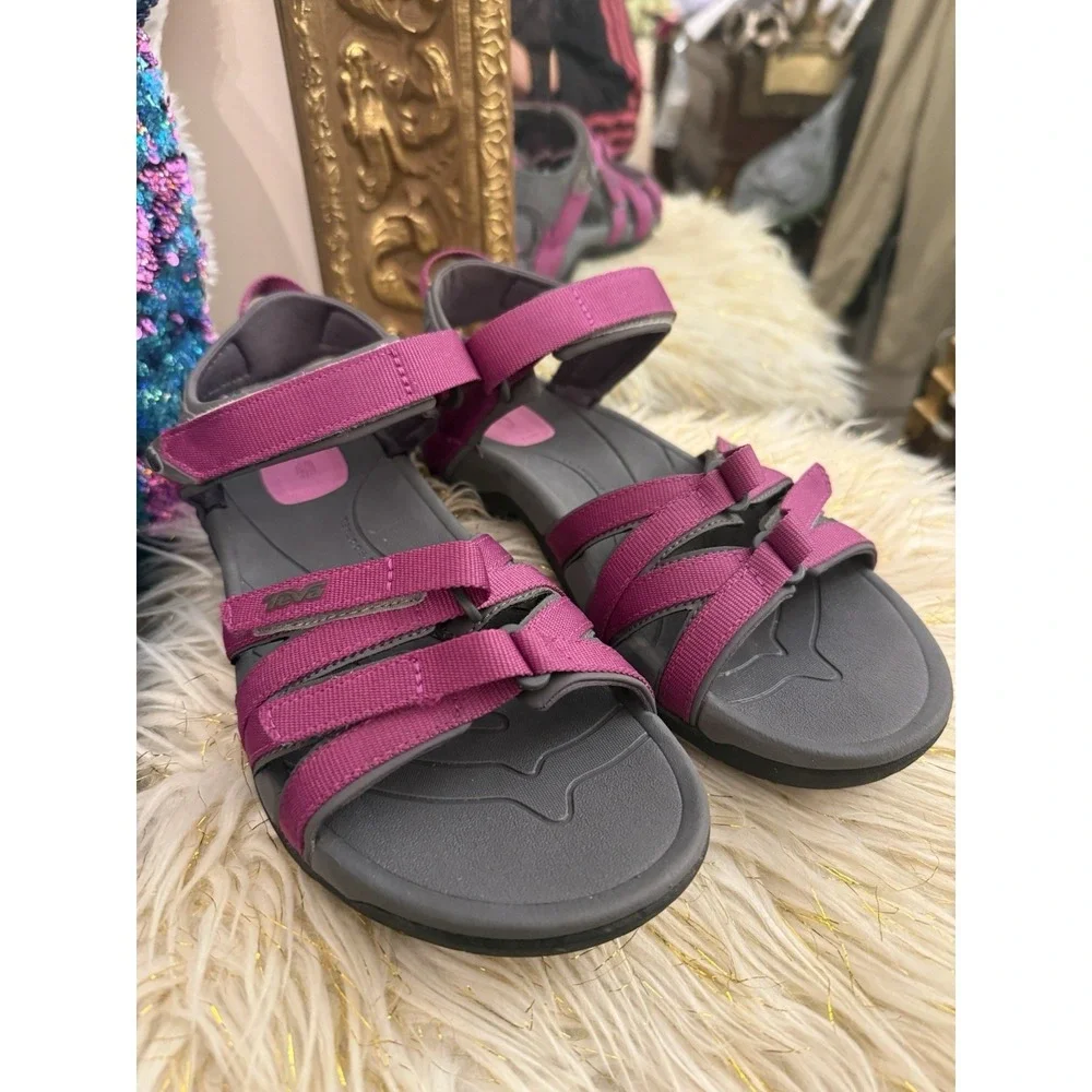 Teva Women's Tirra Sport Sandals Gray Pink Water Ready Hook Loop 8 outdoor
